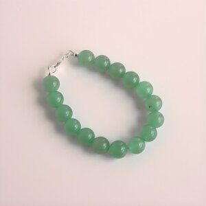 Genuine Jade and Sterling Silver Bracelet with 925 Sterling Silver